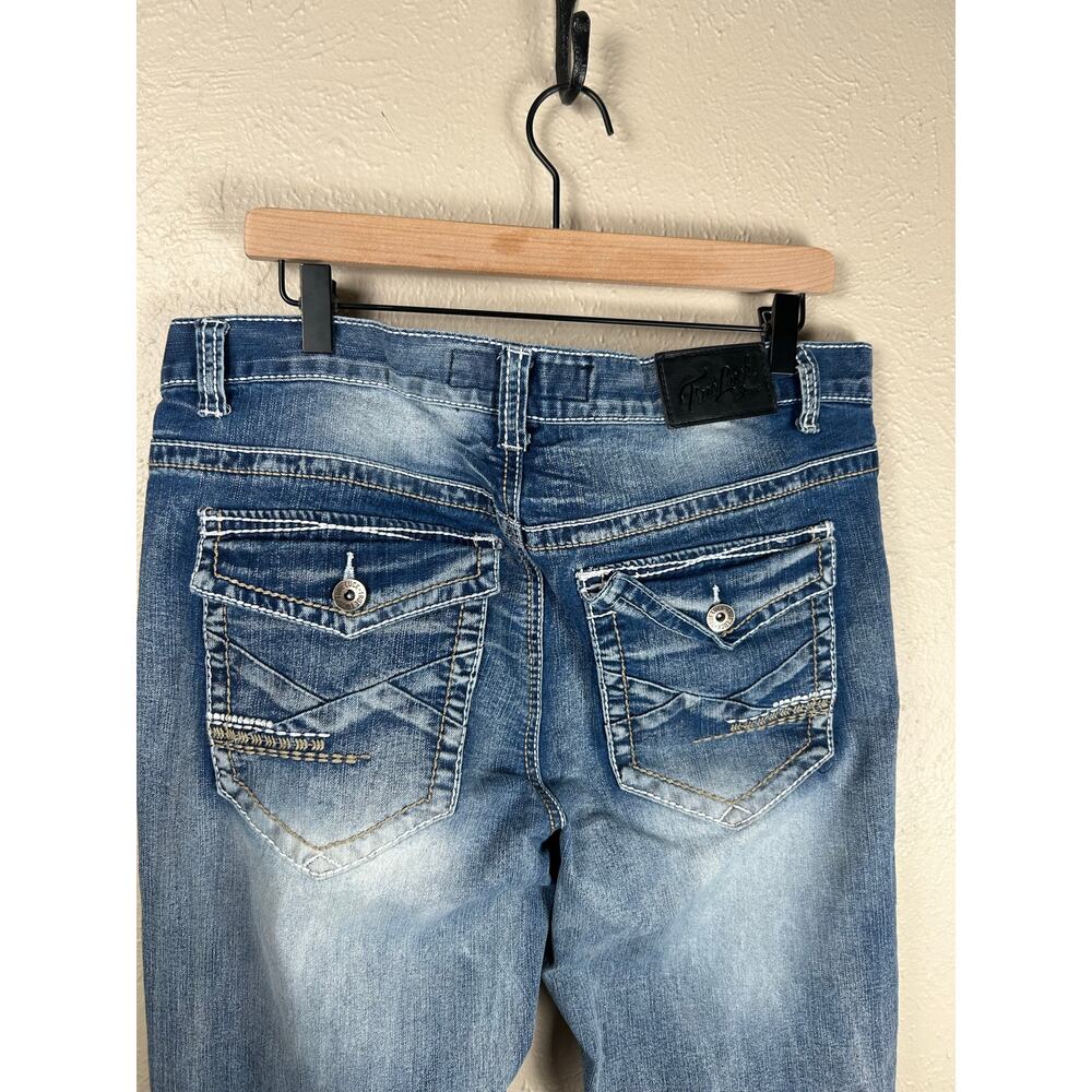 True Luck Jeans Mens Size 34x32 Denim Embroidered Pockets Straight Leg Y2K Pants - Picture 8 of 10